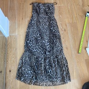 YA Los Angeles Anthropologie S strapless maxi boho dress leopard lined